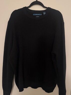 Perry Ellis Black Waffle-Knit Sweater